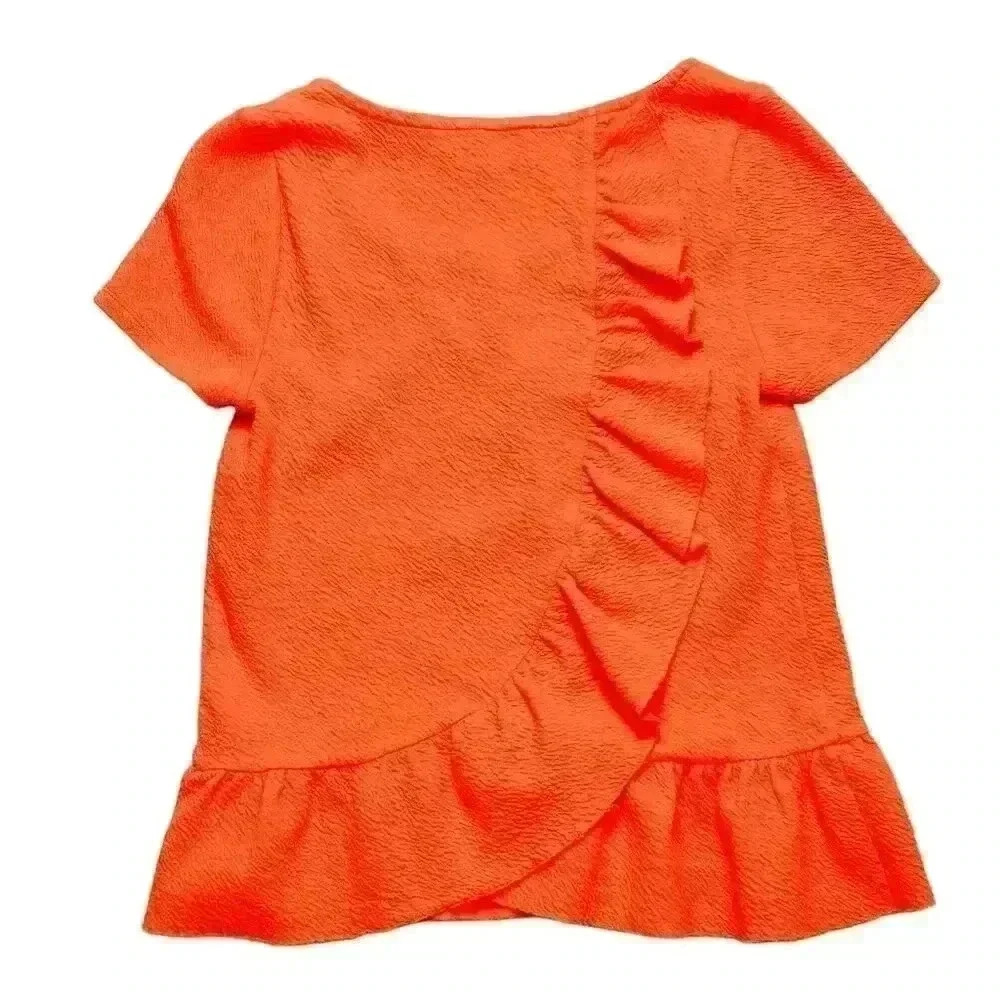 Anthropologie Postmark Women's L Orange Ruffle Peplum Blouse - Picture 8 of 8